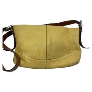 coach medium w adjustable strap yellow leather cro